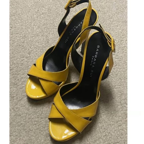 Barbara Bui Yellow Patent Leather Platform Sandals - Picture 3 of 6